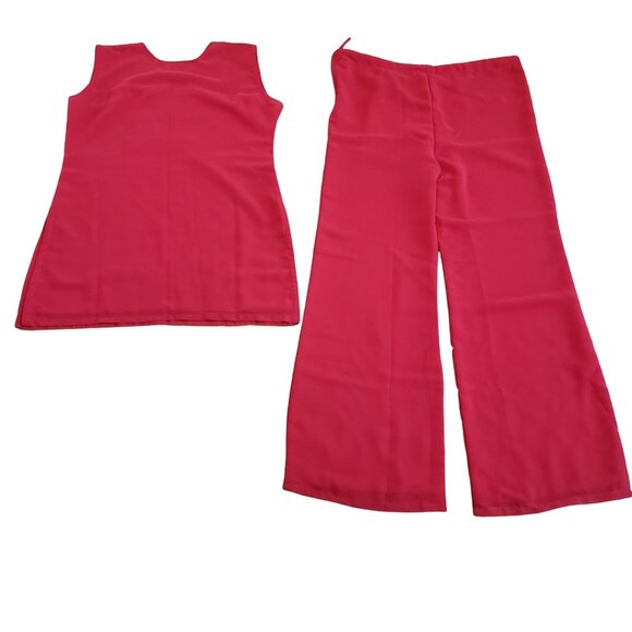 Red Ethnic Indian Tunic Top & Wide-Leg Pants Set Intricate Embroidery & Beading - Picture 4 of 11